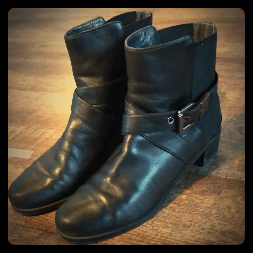 Black Heeled Leather Boots